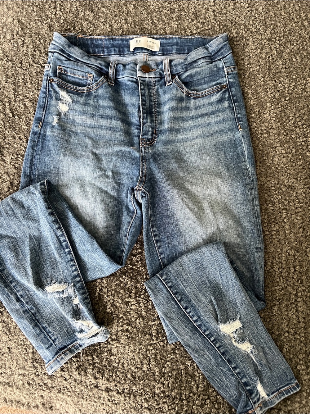 BKE Light Blue Distressed Skinny Ankle Jeans - Women. 26 x 27